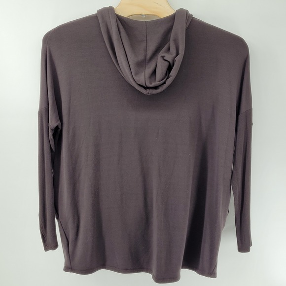 Athleta Purana Wrap Sweatshirt Womens Large Purple Cowl Neck Hooded Pullover - Picture 2 of 6